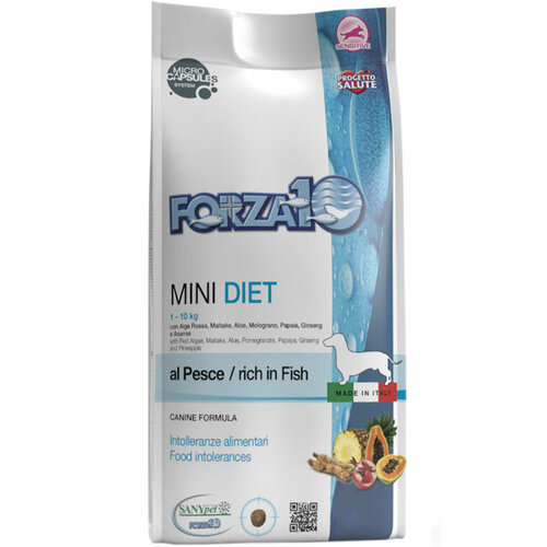 FORZA10 DOG MINI DIET монобелковый для взрослых собак маленьких пород при аллергии с рыбой (1,5 кг х 6 шт)