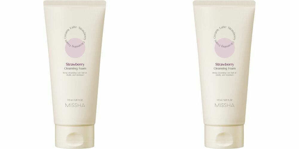 Missha Пенка для умывания Creamy Latte Strawberry, с экстрактом клубники, 172 мл, 2 шт