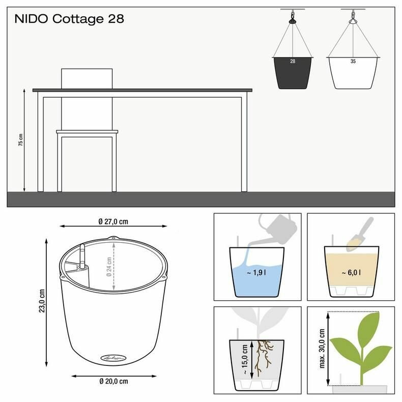 Кашпо trend nido cottage 27см мокка с автополивом Lechuza - фото №18