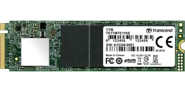 Твердотельный накопитель SSD M.2 1 Tb Transcend MTE110S Read 1700Mb/s Write 1500Mb/s 3D NAND TLC