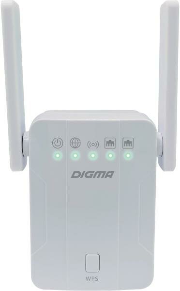 Повторитель беспроводного сигнала Digma D-WR300 N300 10/100BASE-TX/Wi-Fi белый (упак:1шт)