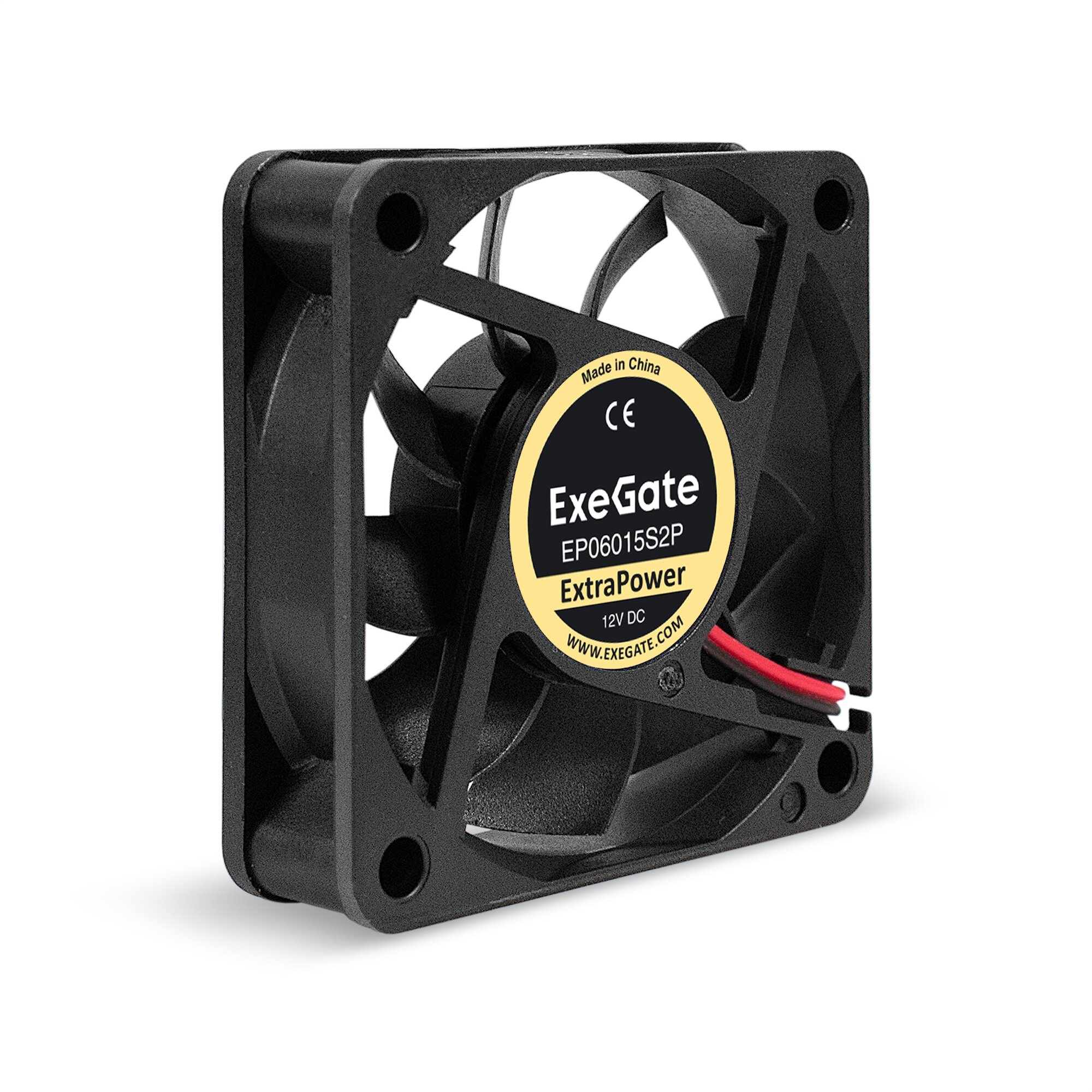 Вентилятор 12В DC ExeGate ExtraPower EP06015S2P (60x60x15 мм, Sleeve bearing (подшипник скольжения), 2pin, 4800RPM, 32dBA) EX295225RUS