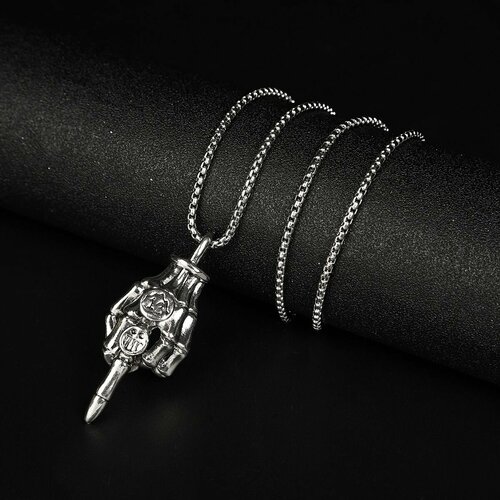 Колье, длина 70 см, серебряный