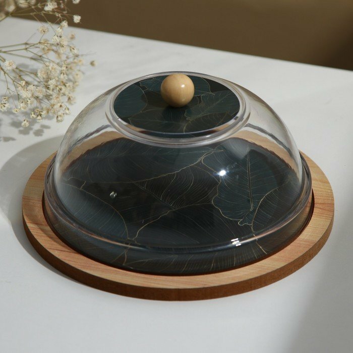 фото Блюдо с крышкой «Листья», 15 см (комплект из 3 шт)