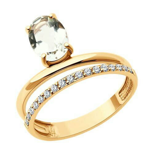 фото Кольцо diamant online, золото, 585 проба, фианит, размер 18