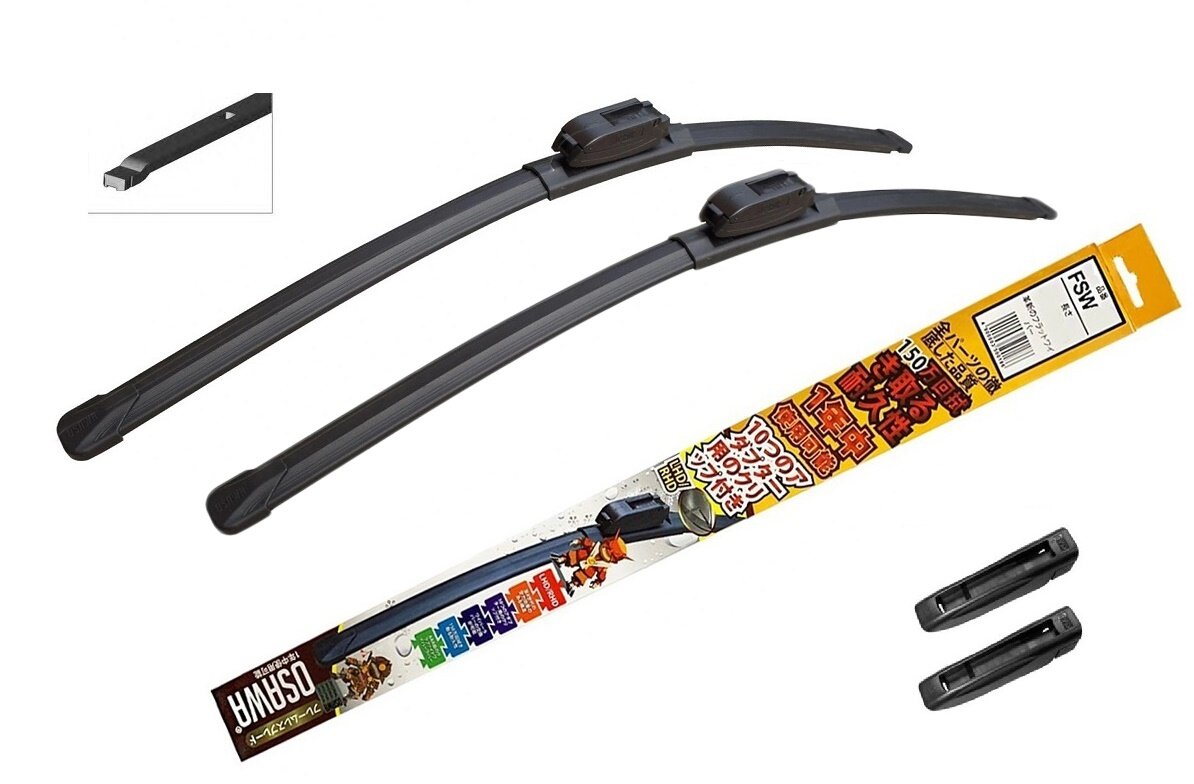 фото Комплект бескаркасных плоских симметричных дворников Osawa, 650мм+350мм на Renault Clio (2012-2019), ВАЗ (LADA) X-Ray (2015-2022)