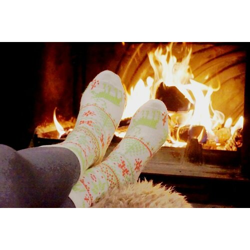 фото Носки шерстянки, размер 35/38, красный, зеленый, белый