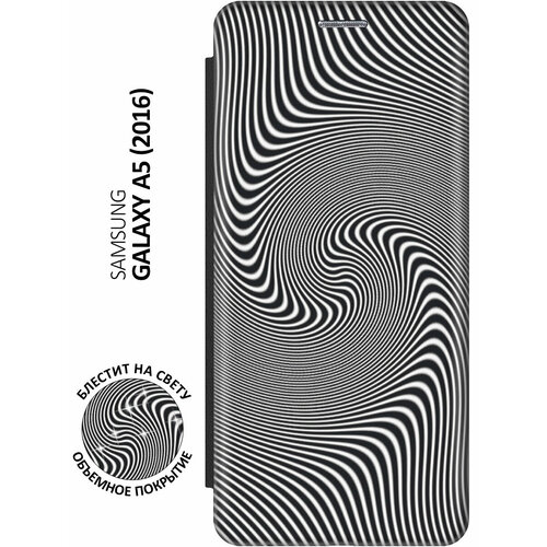 Чехол-книжка на Samsung Galaxy A5 (2016) / Самсунг А5 2016 c принтом Черно-белый виток черный чехол книжка на samsung galaxy a5 2016 самсунг а5 2016 c принтом черно белый виток черный