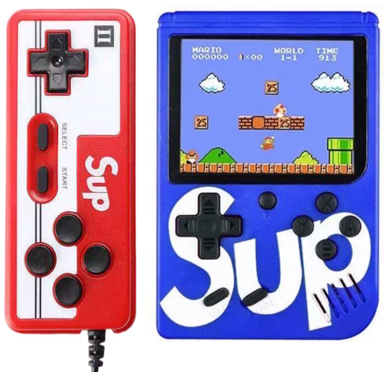 Портативная игровая приставка Retro FC SUP XH-166 (400 в 1) + 400 встроенных игр + геймпад (Синий)