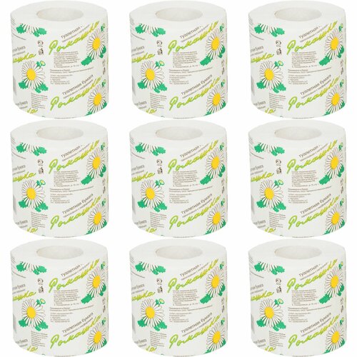 Островская Туалетная бумага Ромашка 1-слойная, серая, 26 метров, 9 шт.