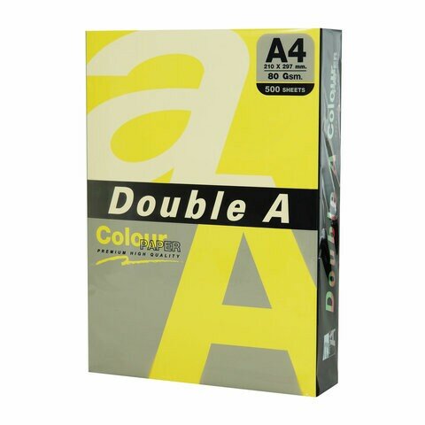 Бумага цветная DOUBLE A, А4, 80 г/м2, 500 л. (5 цветов x 100 листов), микс интенсив