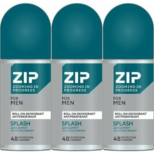 Zip Дезодорант-антиперспирант шариковый мужской Splash, 70 мл, 3 шт