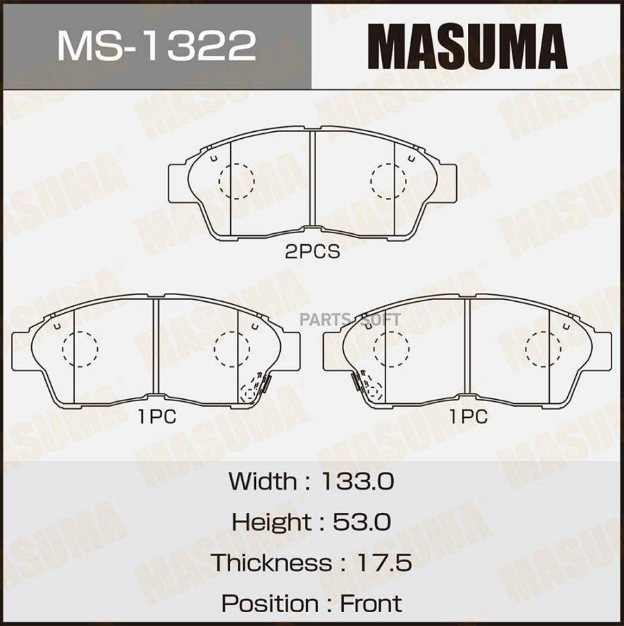 Колодки тормозные дисковые MASUMA / арт. MS1322 - (1 шт)