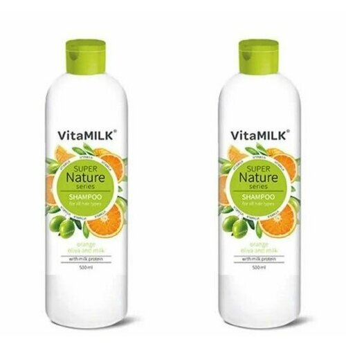 Vitamilk Шампунь для волос Super nature Апельсин, Олива и Молоко, 500 мл, 2 шт