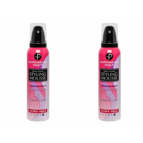 PROFESSIONAL TOUCH Мусс для укладки волос Pro-Vitamin B5 Silk Protein экстрасильная фиксация 150 мл 2 шт 690₽