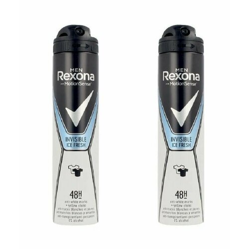 Rexona Део-спрей мужской Invisible Ice, 200 мл, 2 штуки антиперспирант дезодорант rexona men невидимый на черной и белой одежде