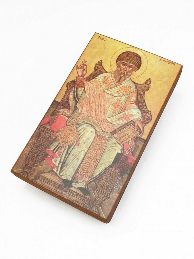 Икона Спиридон Тримифунтский, Святитель, под старину, 10х17 см