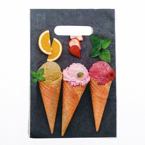 Пакет Мороженое полиэтиленовый с вырубной ручкой 20х30 см 30 мкм набор 20 штук 475₽