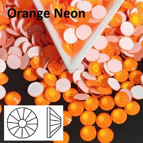Неоновые стразы клеевые/холодной фиксации размер ss 16 (3.8-4.0 mm), упаковка 100 шт, цвет Orange Neon (оранжевый неоновый)