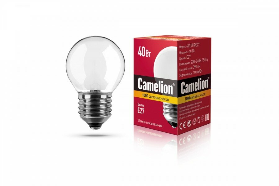 Camelion D E27 40W Шар Матовая 40/D/Fr/E27 (арт. 318300)