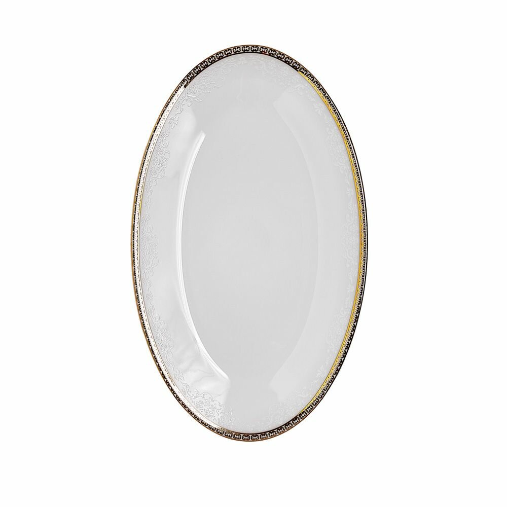 фото Сервировочное блюдо 24 см Riva Gold Zarin овальное белое