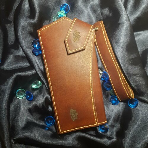 фото Кошелек клатч лонгер ручной работы 074, фактура гладкая, коричневый нет бренда