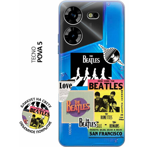 Силиконовый чехол с принтом Beatles Stickers для Tecno Pova 5 / Техно пова 5 силиконовый чехол с принтом hippie stickers для tecno pova 5 техно пова 5