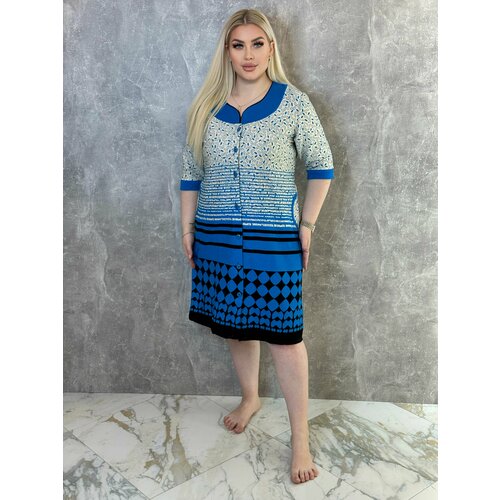 фото Халат , размер 5xl, голубой luno