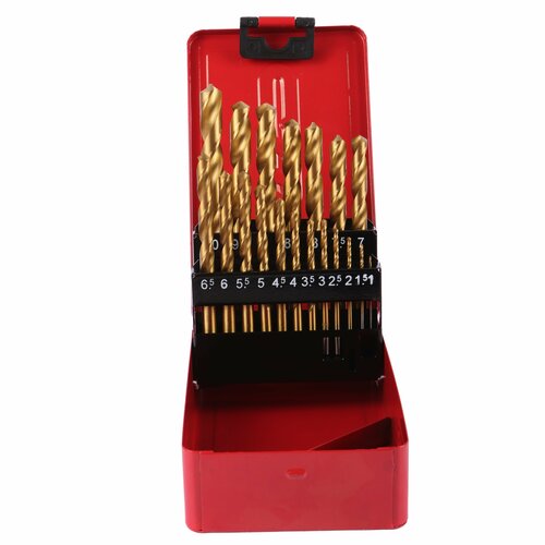 Набор сверл по металлу 19 шт TIN HSS 1-10 мм DERZHI