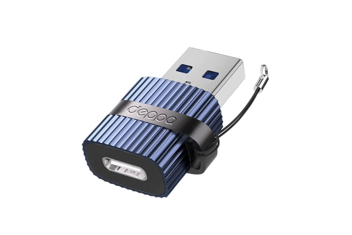 Адаптер Deppa OTG Type-C - USB 3.0, синий