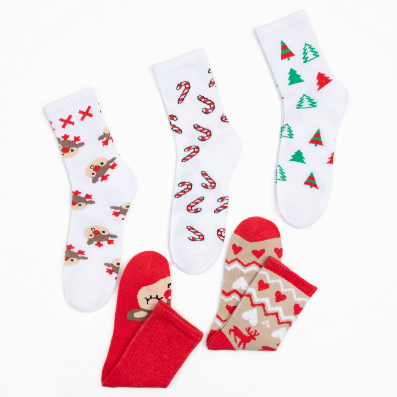 Подарки Набор женских носков "Счастливого Нового года" (пять пар, 36-40 размер)