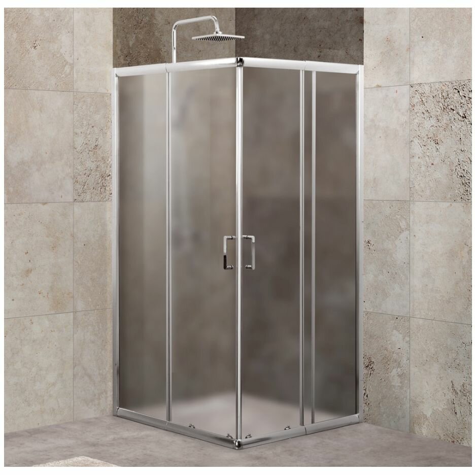 Душевой уголок BelBagno UNIQUE-A-2-75/90-P-Cr хром, стекло рифленое 5 мм (750/900х1900х750/900)