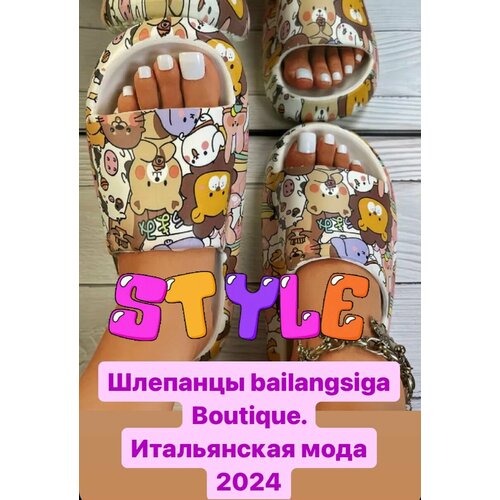 фото Шлепанцы , размер 38-39, бесцветный, красный bailangsiga