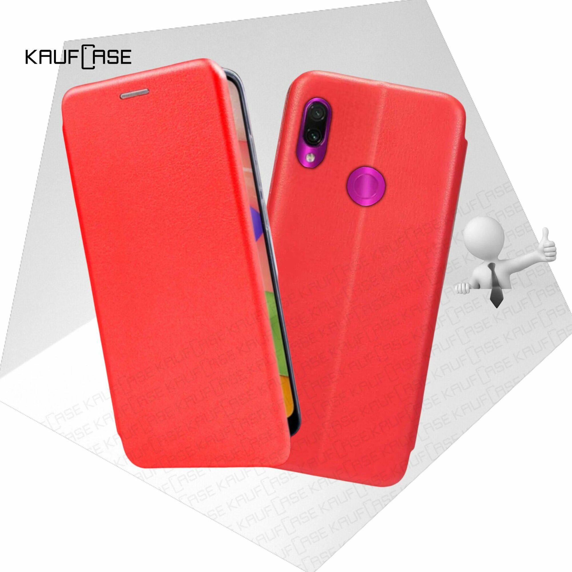 Чехол книжка KaufCase для телефона Xiaomi Redmi Note 7 /Note 7 Pro (6.3"), красный. Трансфомер