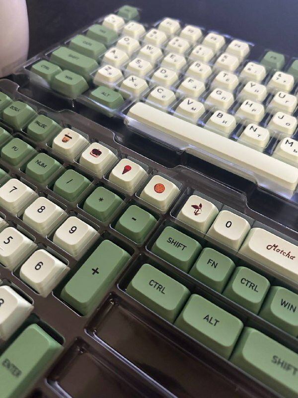 Русские кейкапы "Матча" - клавиши для клавиатуры 124 шт.