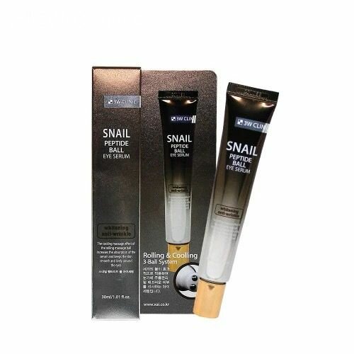 3W CLINIC Сыворотка-роллер для кожи вокруг глаз Snail Peptide Ball Eye Serum
