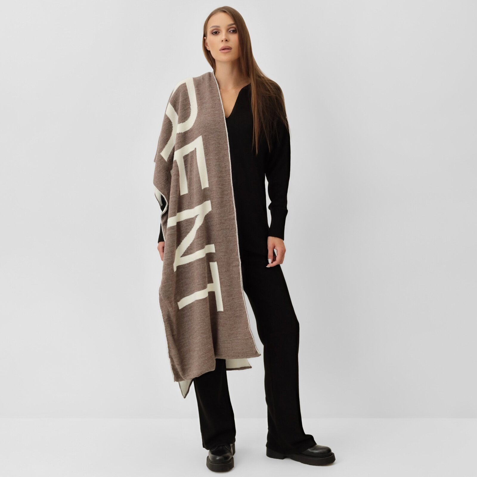 Шарф MIST для женщин,226х47 см, one size, коричневый