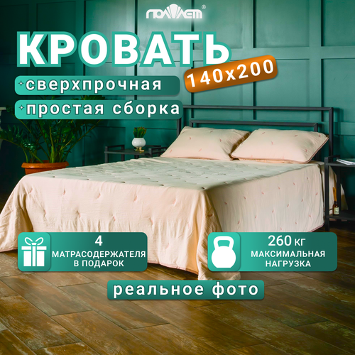 Кровать 120*200 см двуспальная металлическая лофт Агата Поллет черная