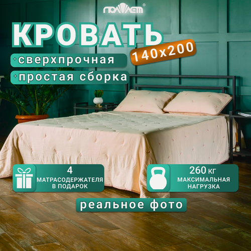 Изображение товара Кровать металлическая двуспальная 140х200 см лофт Агата Поллет черная