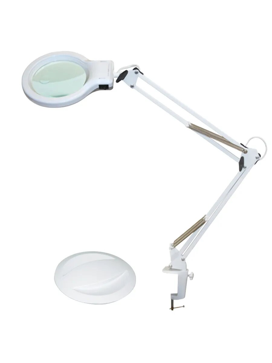Настольная лампа светильник Леда С20 про на струбцине, светодиодная, 8 Вт, лупа (4,5/9 раз), белый от трансвит