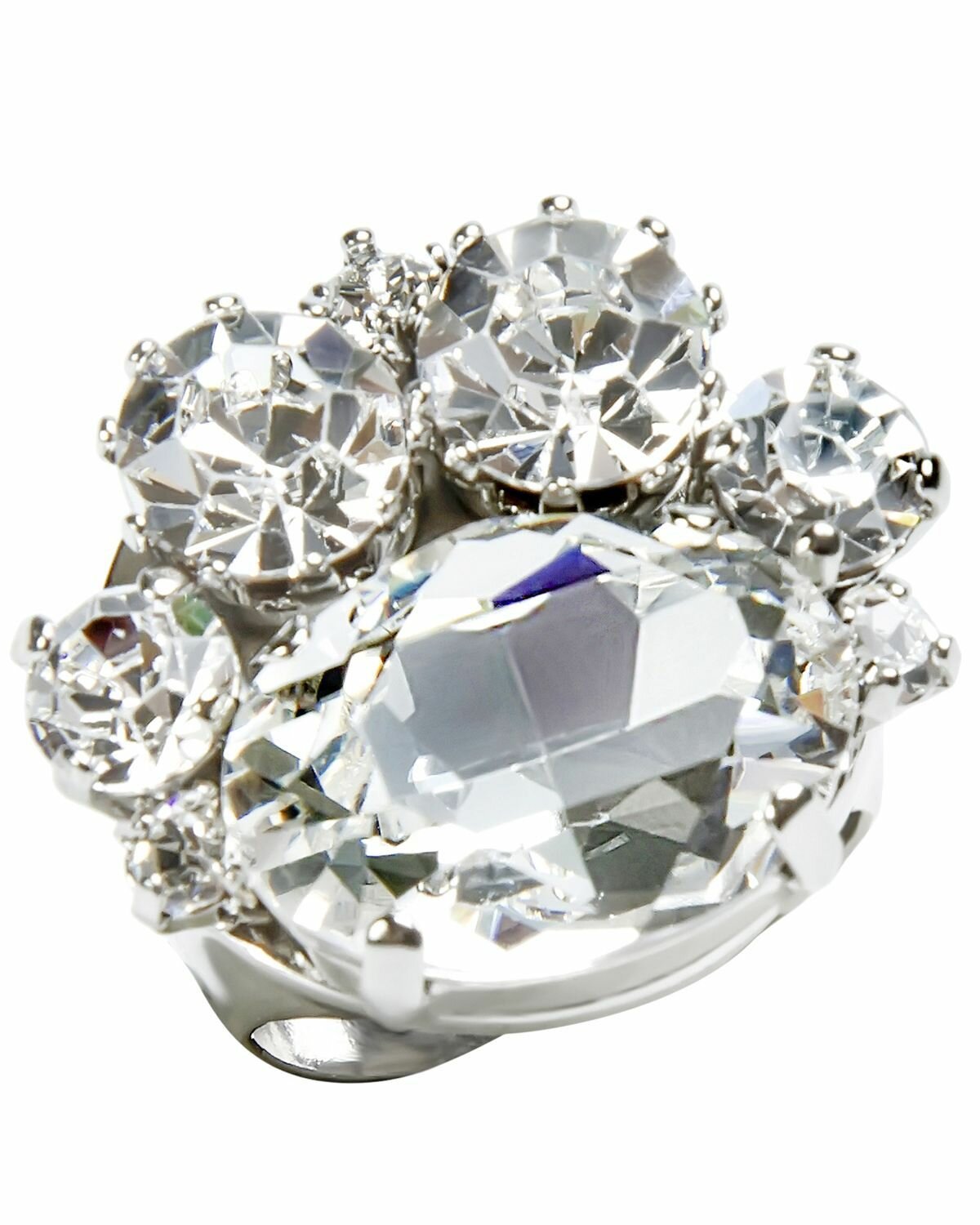 Кольцо N23Lab, кристаллы Swarovski, искусственный камень, размер 19, прозрачный — фото 1