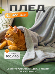 Плед флисовый Oasis "Polar", двухсторонний, 100 х 140 см, цвет серый