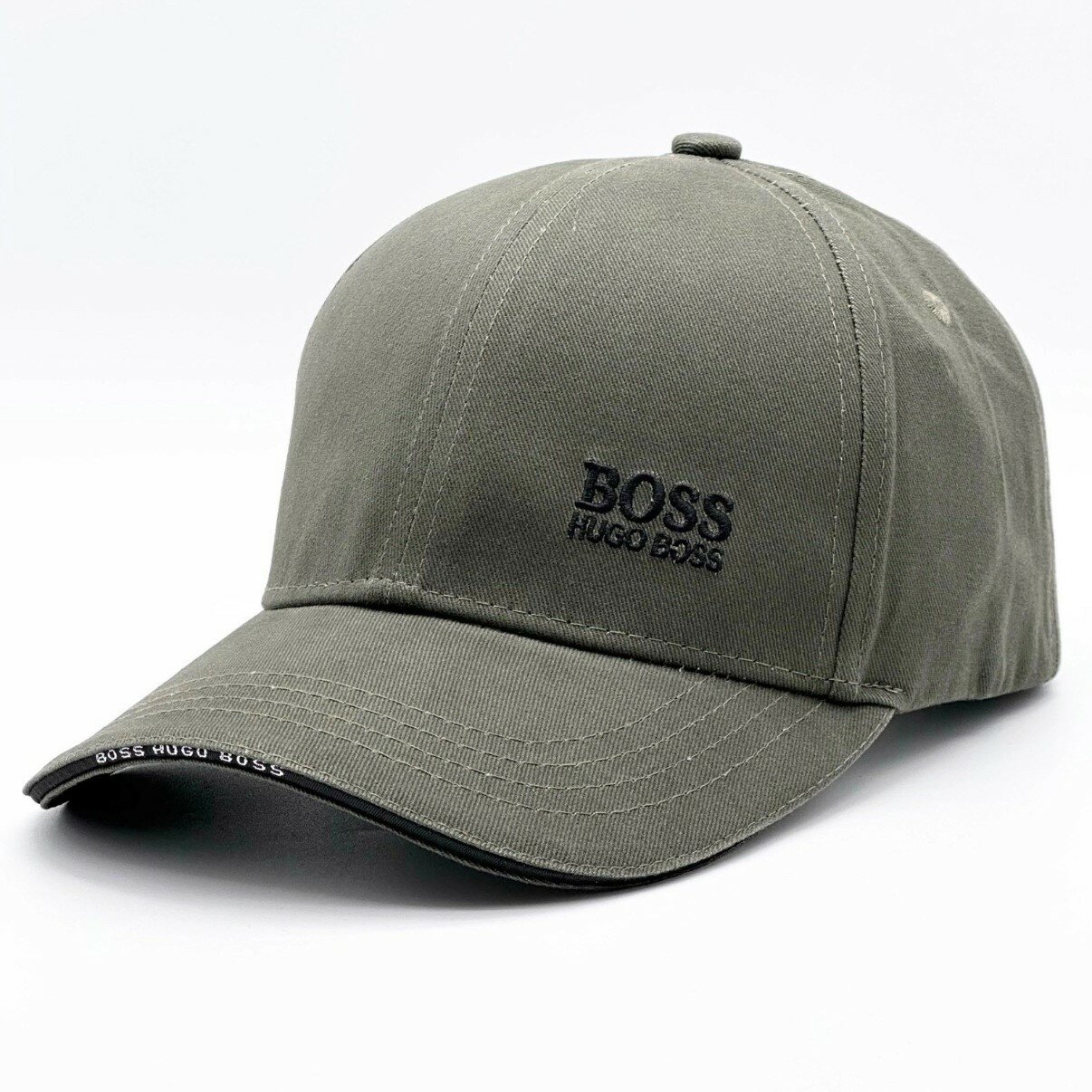 Кепка из хлопкового твила с логотипом HUGO BOSS, цвет Хаки, твердый лоб