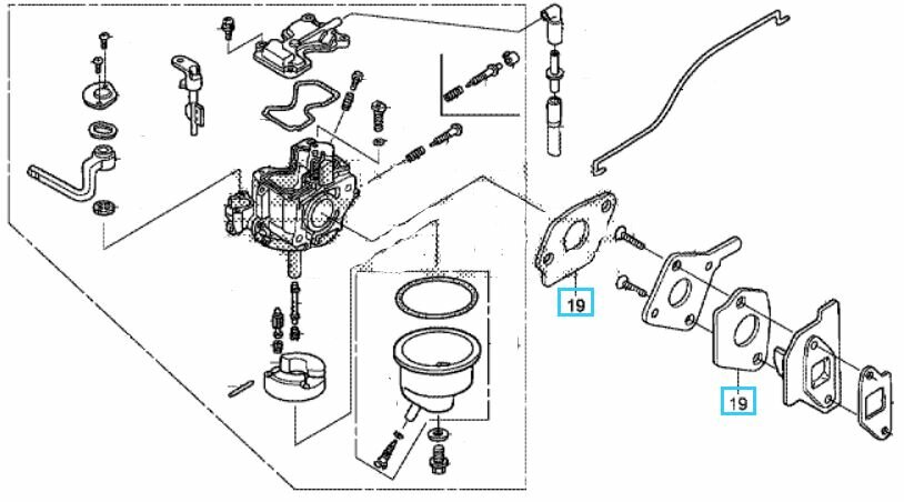 Уплотнение термоизолятора карбюратора лодочного мотора Honda BF2.3; Артикул Honda: 16221ZVA000 (Оригинал)