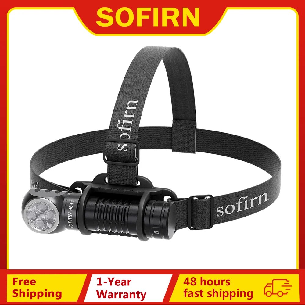 Налобный фонарь SOFIRN HS41 4000 лм 21700 USB C перезаряжаемый со светодиодным индикатором фонаря SST20 с магнитным хвостовым фонариком, 6000-6500K
