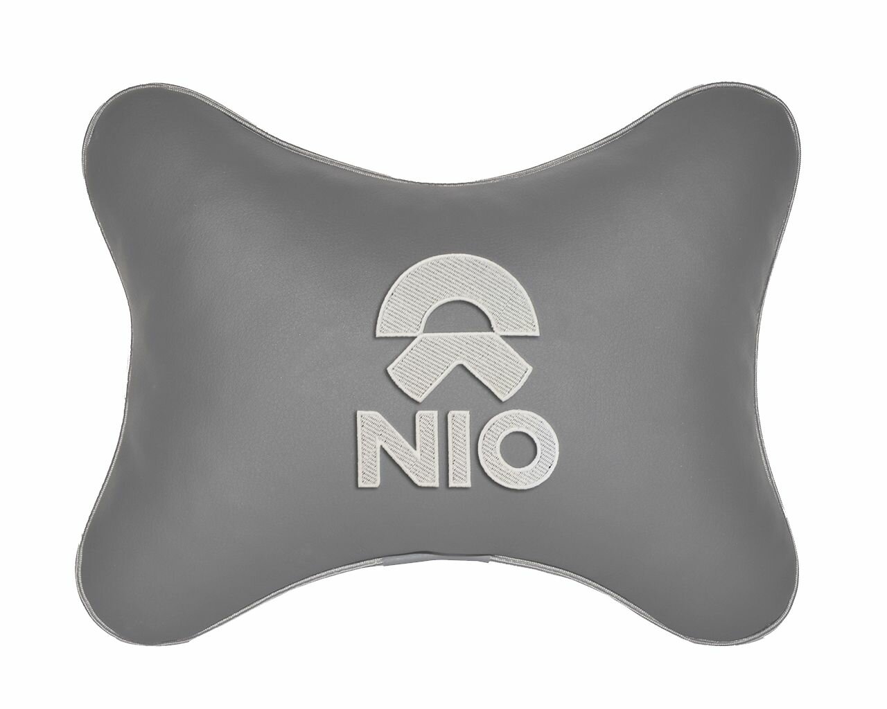 Подушка на подголовник автомобильная серая экокожа NIO