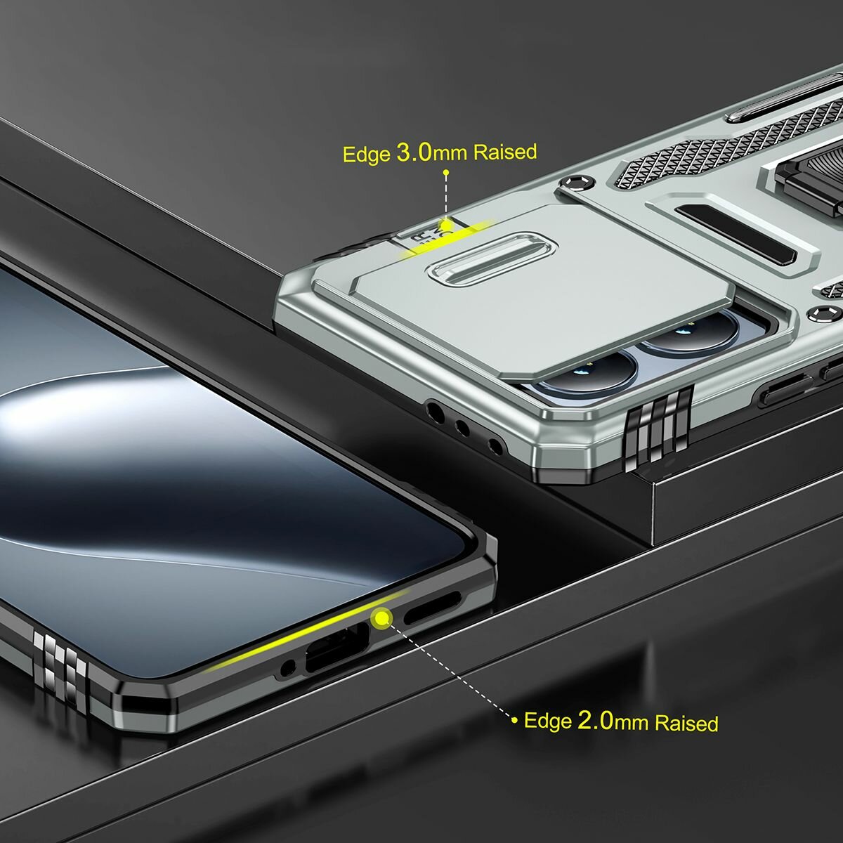 Чехол Safe Case с кольцом и защитой камеры для Xiaomi 14T серый — фото 1