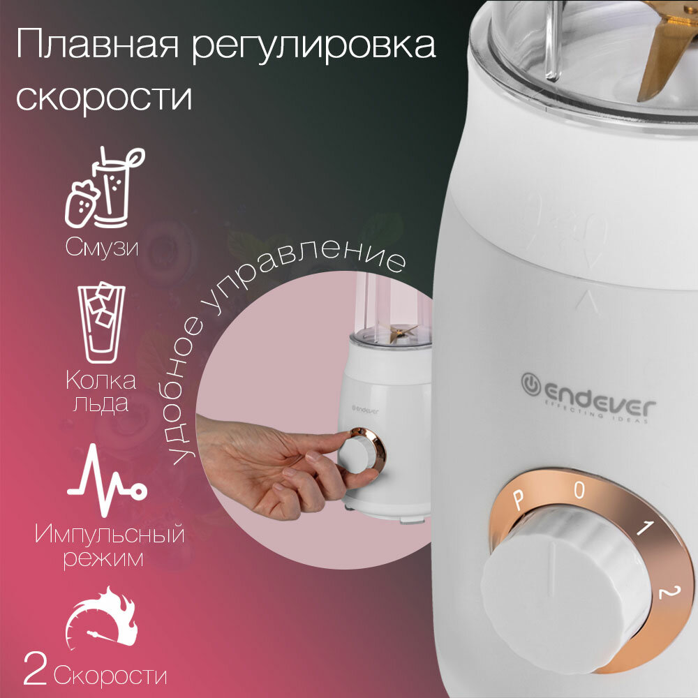 Блендер стационарный ENDEVER SIGMA-205/ 600 Вт / 2 скорости / с бутылкой 600 мл / импульсный режим — фото 1