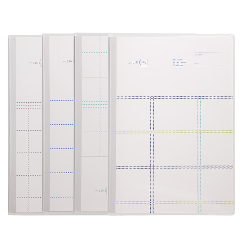 Картинки Deli 16K/80 Sheets Square Grid 5-Ring Notebook, Simple Line Notebook for Study, Research, And Homework, 4 Notebooks, T1680