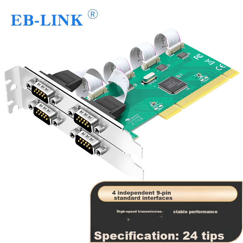 EB-LINK PCI to 4-Port Serial Card, Computer COM Port Expansion Card, 4-Channel RS232 Industrial Computer 9-Pin Adapter Card